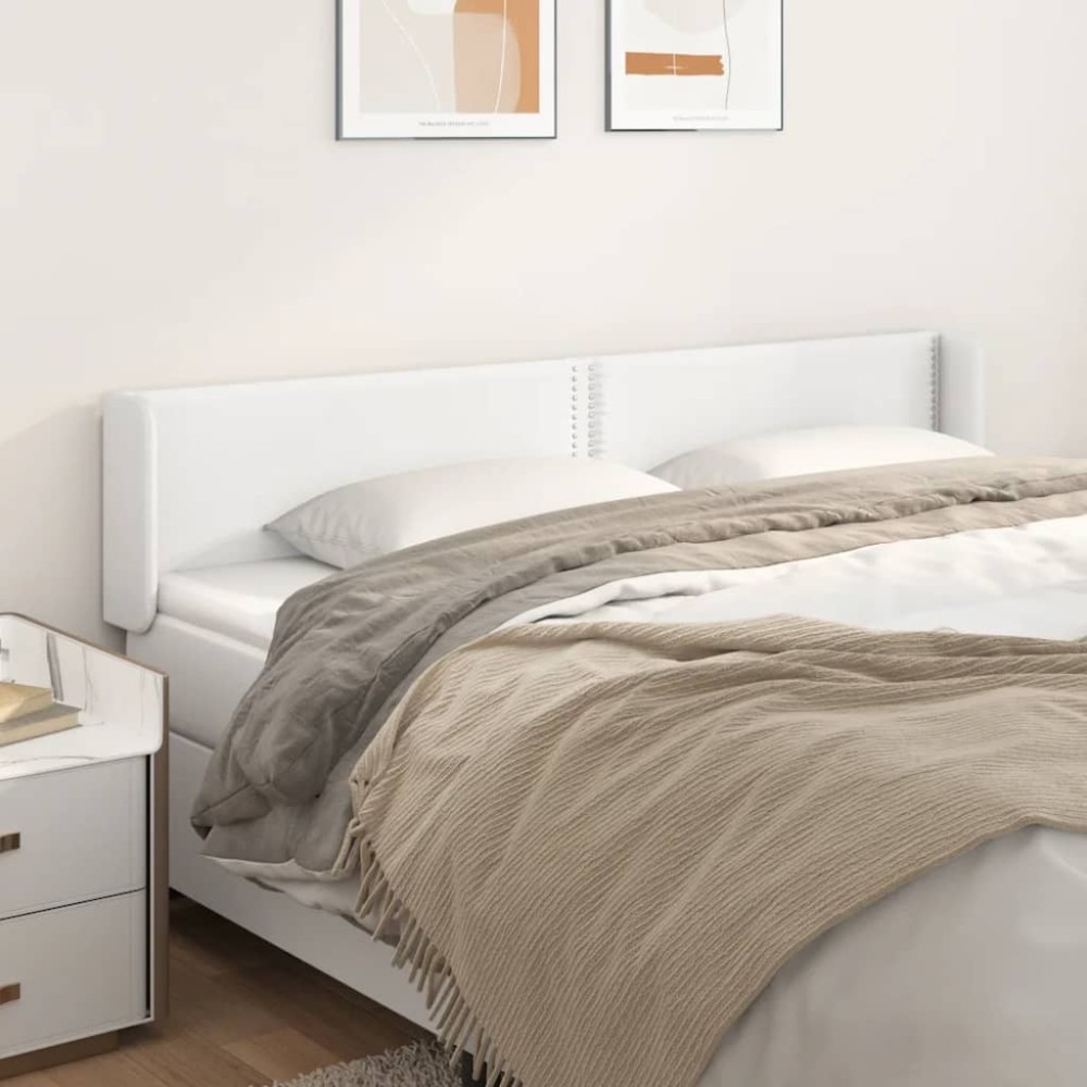 vidaXL Tăblie de pat cu aripioare alb 183x16x78/88 cm piele ecologică