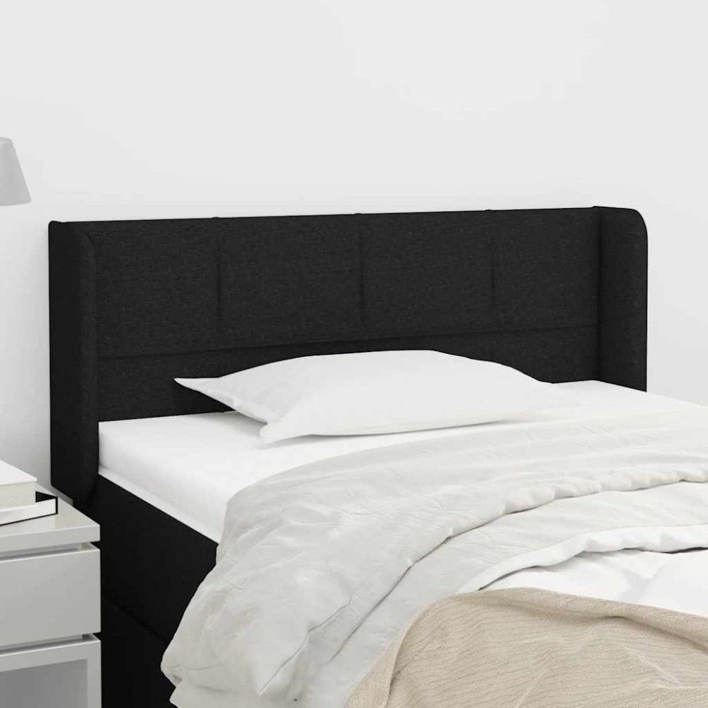 vidaXL Tăblie de pat cu aripioare negru 83x16x78/88 cm textil