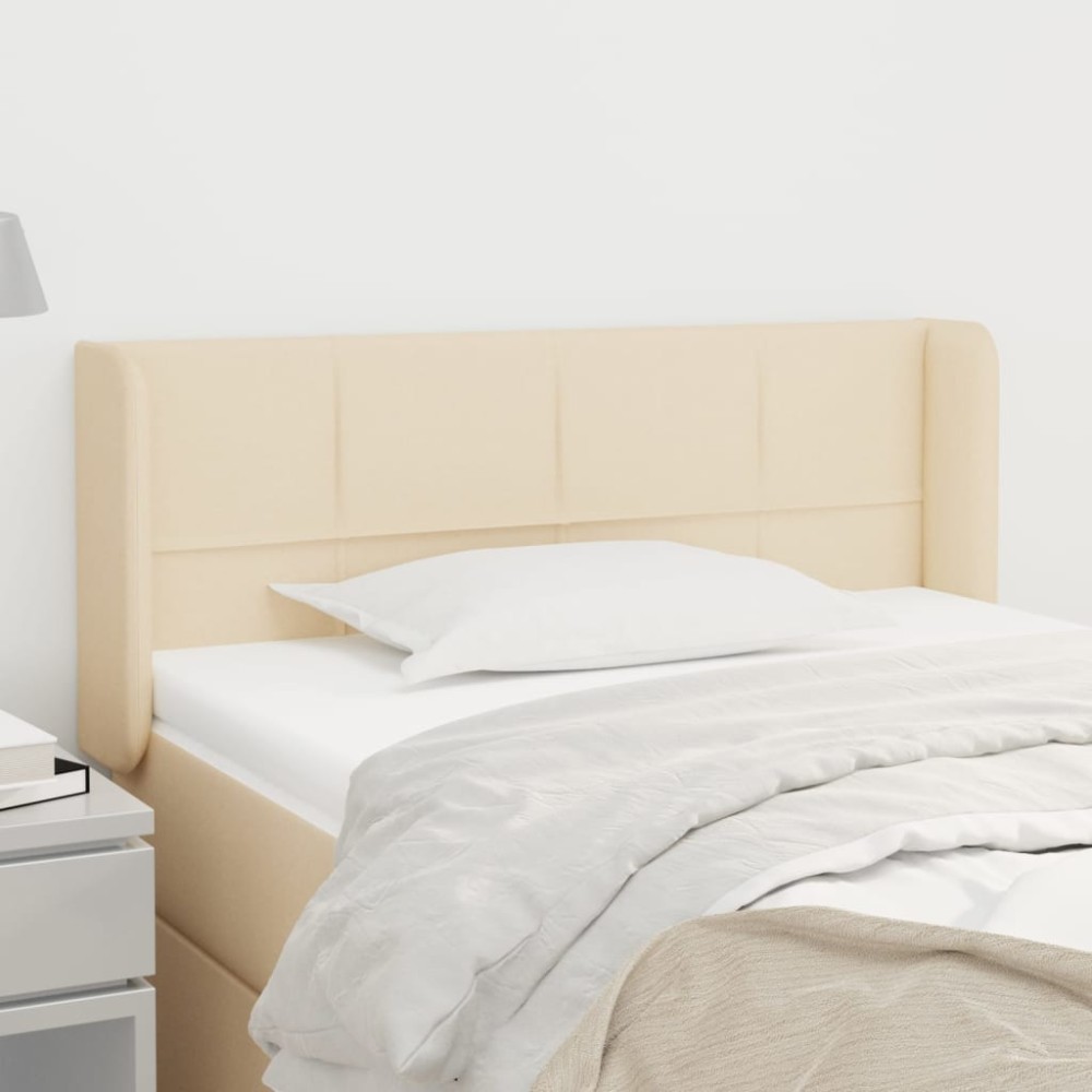 vidaXL Tăblie de pat cu aripioare crem 103x16x78/88 cm textil