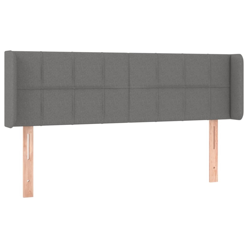 vidaXL Tăblie de pat cu aripioare gri închis 147x16x78/88 cm textil