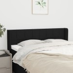 vidaXL Tăblie de pat cu aripioare negru 147x16x78/88 cm textil vidaXL Tăblie de pat cu aripioare negru 147x16x78/88 cm textil