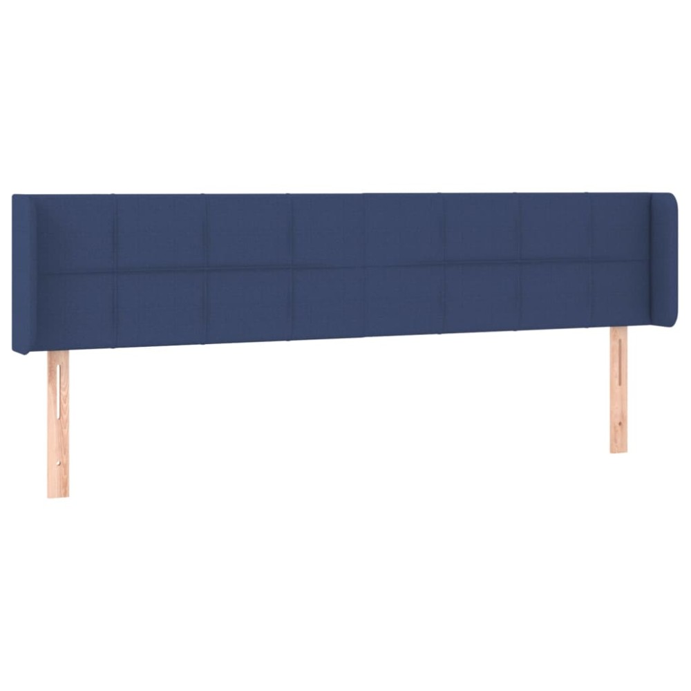 vidaXL Tăblie de pat cu aripioare albastru 163x16x78/88 cm textil