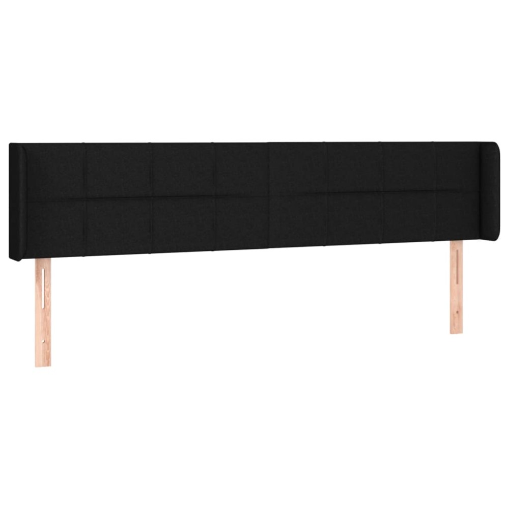vidaXL Tăblie de pat cu aripioare negru 203x16x78/88 cm textil