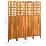 vidaXL Paravan de cameră cu 4 panouri, 161x2x170 cm, lemn masiv acacia vidaXL Paravan de cameră cu 4 panouri, 161x2x170 cm, lemn masiv acacia