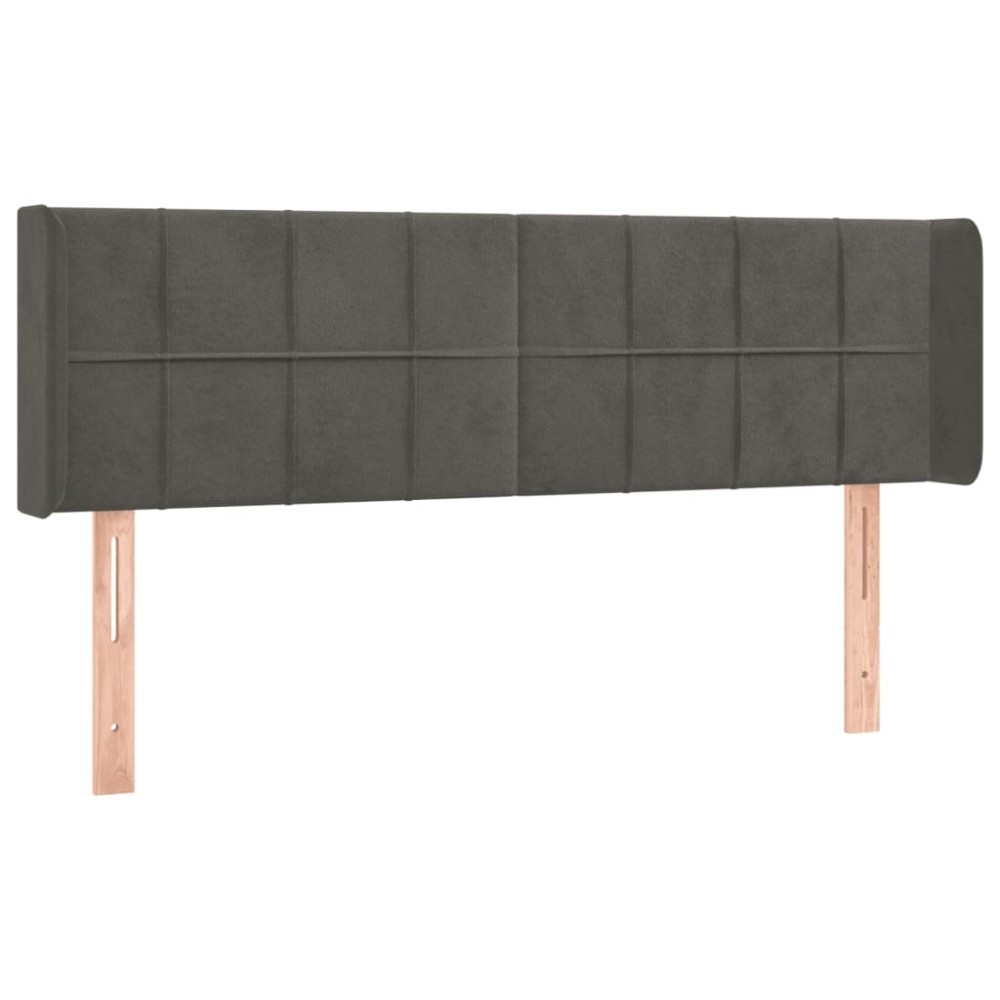 vidaXL Tăblie de pat cu aripioare gri închis 147x16x78/88 cm catifea