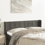 vidaXL Tăblie de pat cu aripioare gri închis 147x16x78/88 cm catifea