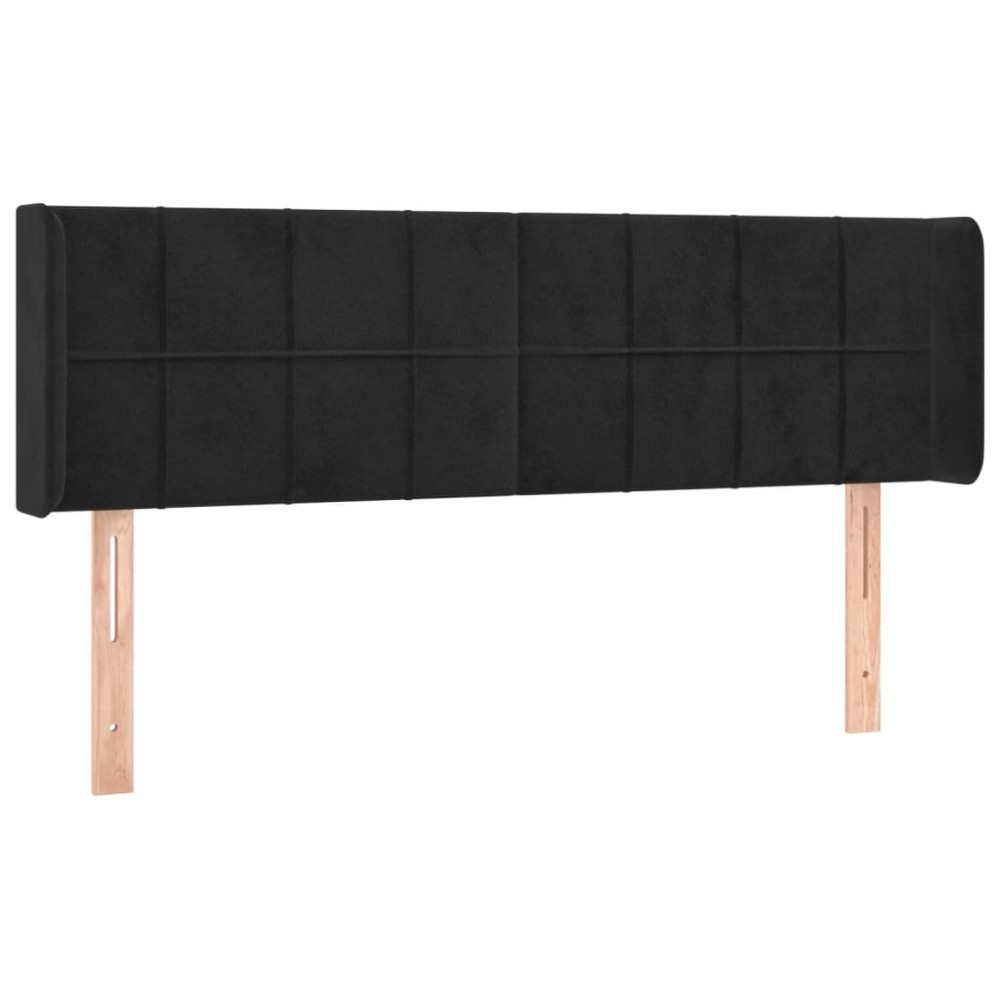 vidaXL Tăblie de pat cu aripioare negru 147x16x78/88 cm catifea
