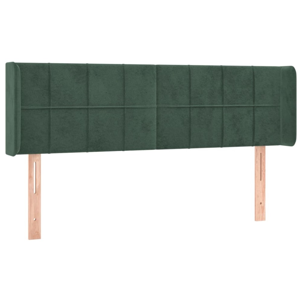 vidaXL Tăblie de pat cu aripioare verde închis 147x16x78/88 cm catifea