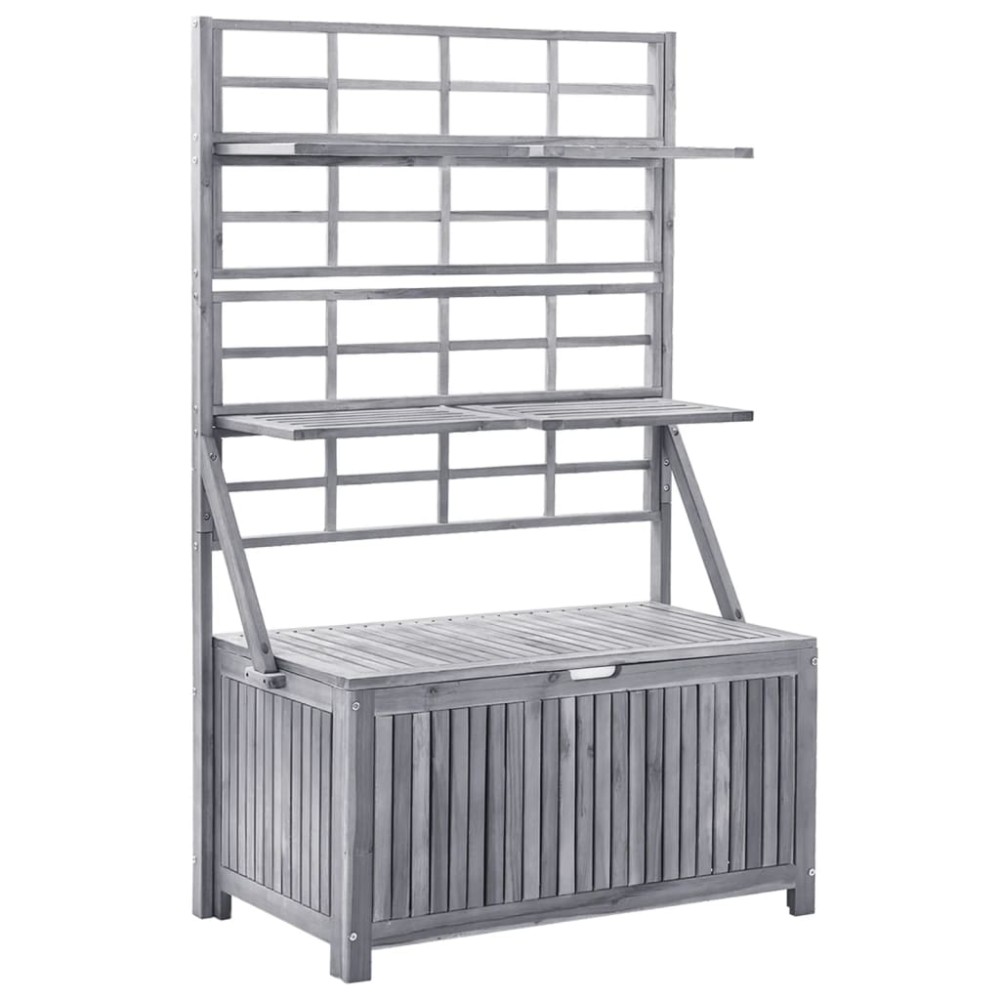 vidaXL Cutie depozitare cu spalier, gri 99x55x160 cm lemn masiv acacia