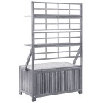vidaXL Cutie depozitare cu spalier, gri 99x55x160 cm lemn masiv acacia vidaXL Cutie depozitare cu spalier, gri 99x55x160 cm lemn masiv acacia