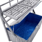 vidaXL Cutie depozitare cu spalier, gri 99x55x160 cm lemn masiv acacia vidaXL Cutie depozitare cu spalier, gri 99x55x160 cm lemn masiv acacia