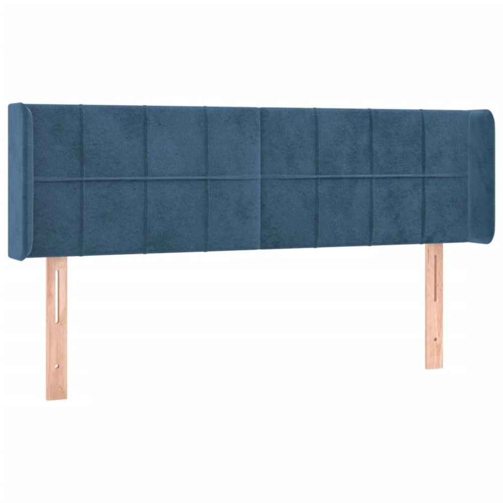 vidaXL Tăblie pat cu aripioare albastru închis 147x16x78/88 cm catifea