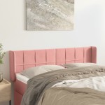 vidaXL Tăblie de pat cu aripioare roz 147x16x78/88 cm catifea