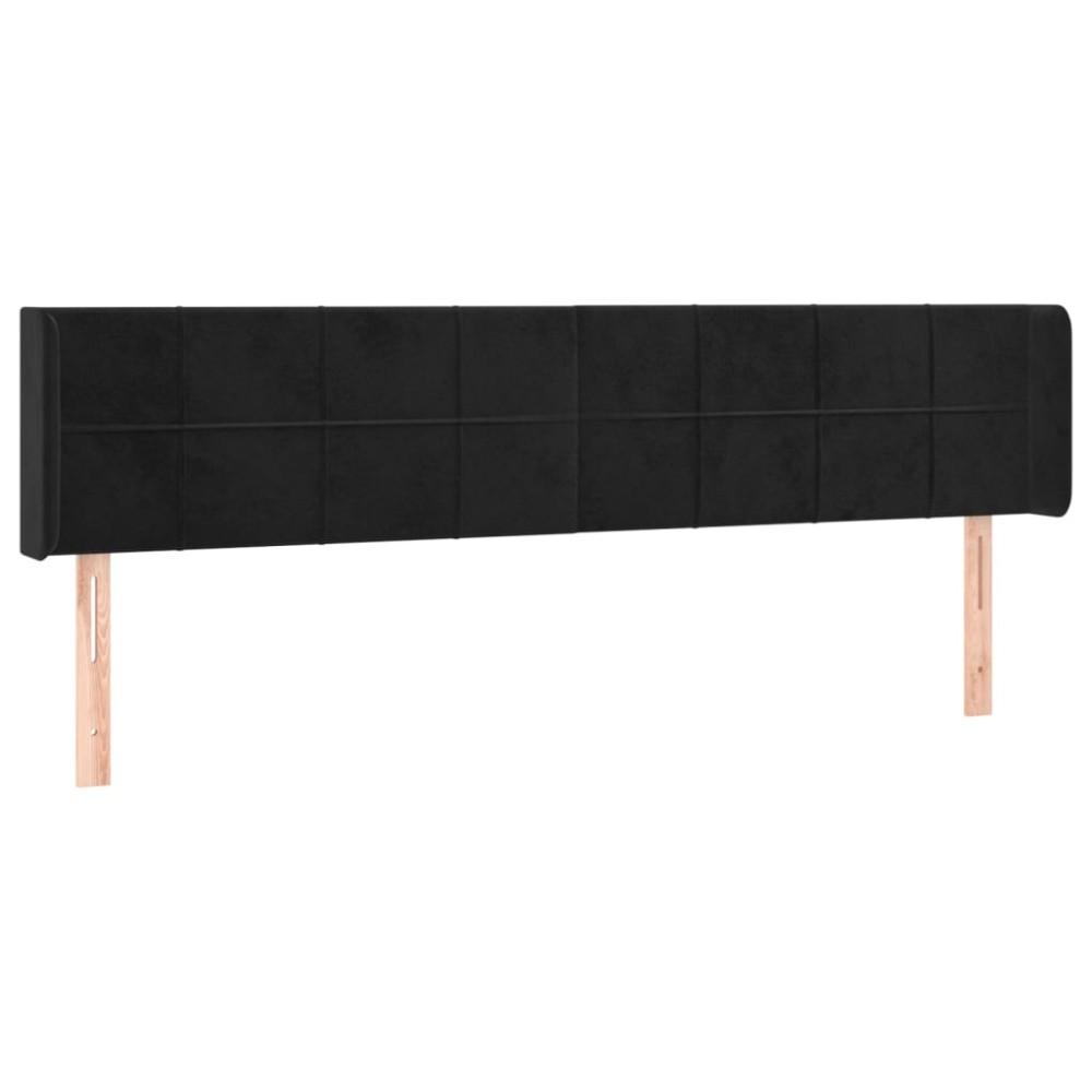 vidaXL Tăblie de pat cu aripioare negru 163x16x78/88 cm catifea