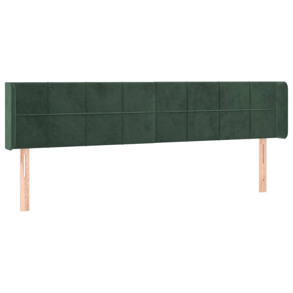 vidaXL Tăblie de pat cu aripioare verde închis 163x16x78/88 cm catifea
