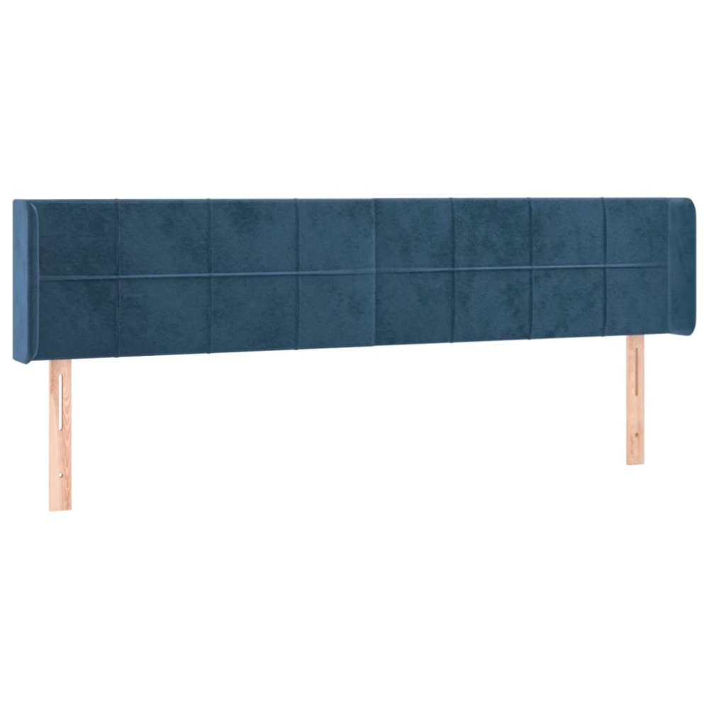 vidaXL Tăblie pat cu aripioare albastru închis 163x16x78/88 cm catifea