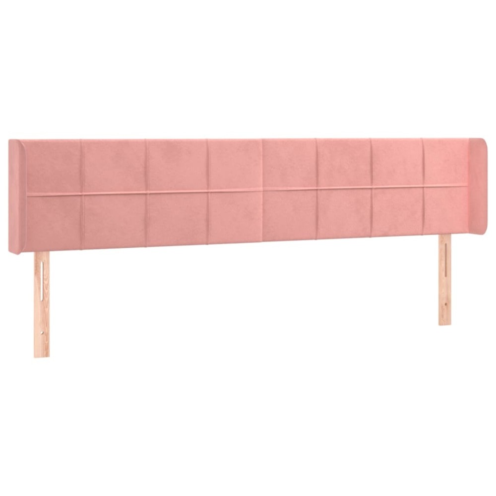 vidaXL Tăblie de pat cu aripioare roz 163x16x78/88 cm catifea