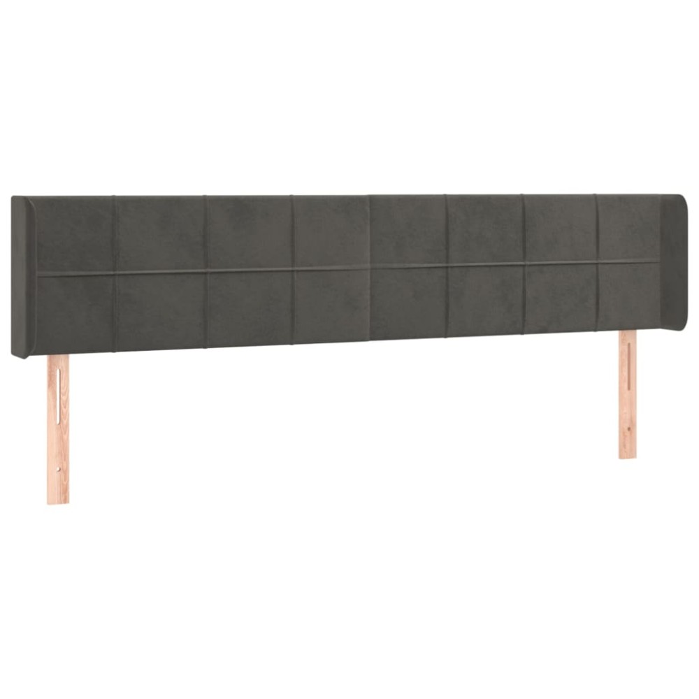 vidaXL Tăblie de pat cu aripioare gri închis 183x16x78/88 cm catifea