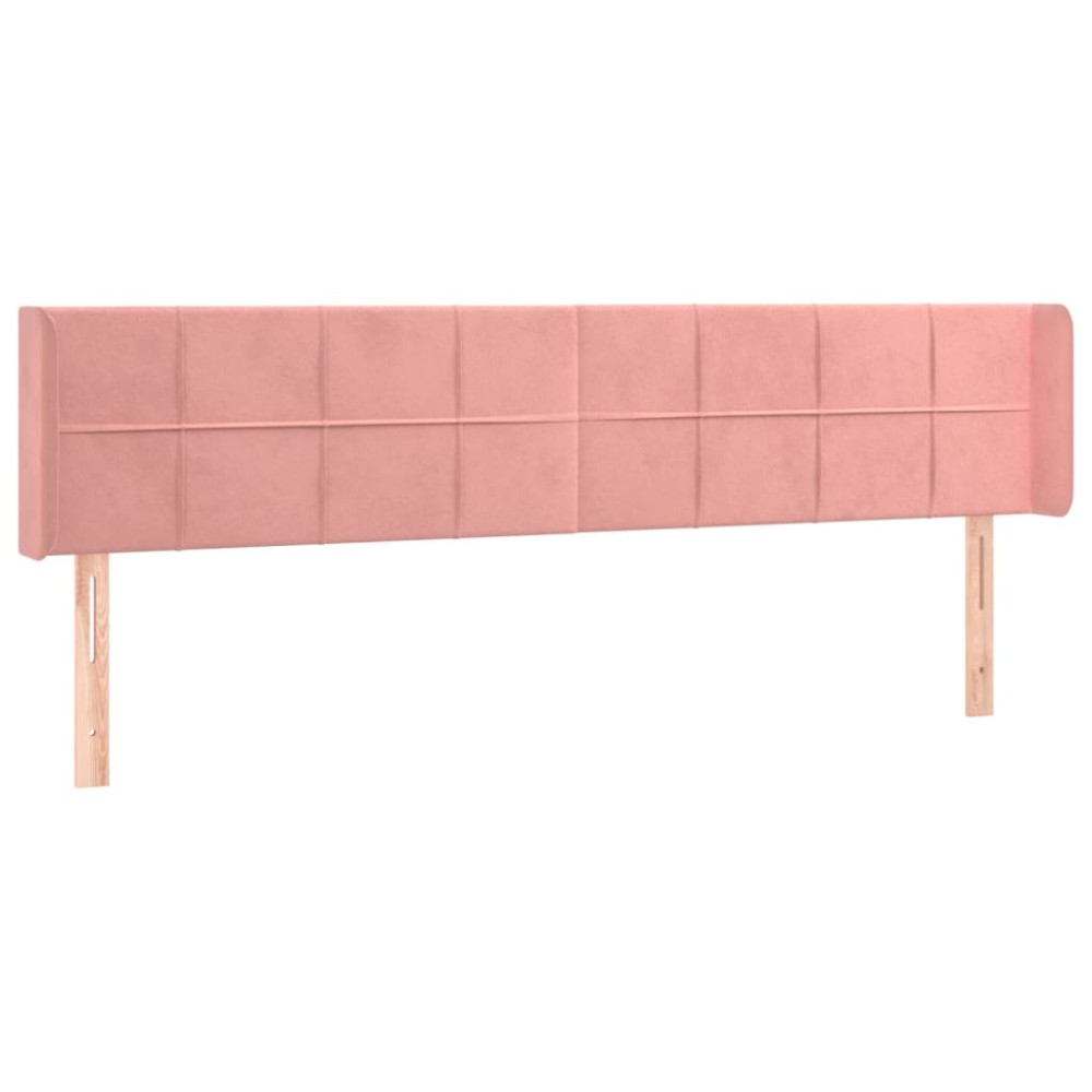 vidaXL Tăblie de pat cu aripioare roz 183x16x78/88 cm catifea