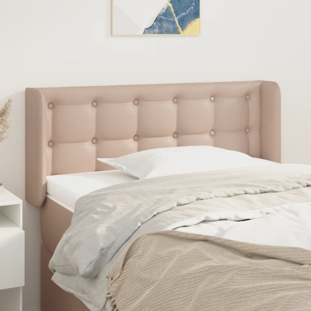 vidaXL Tăblie pat cu aripioare cappuccino 93x16x78/88 cm piele eco