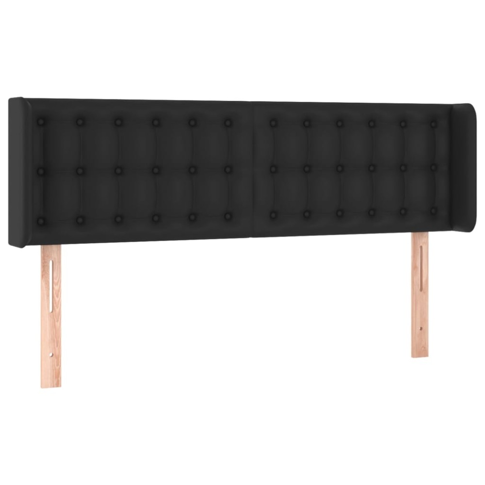 vidaXL Tăblie de pat cu aripioare negru 147x16x78/88cm piele ecologică