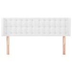 vidaXL Tăblie de pat cu aripioare alb 147x16x78/88 cm piele ecologică