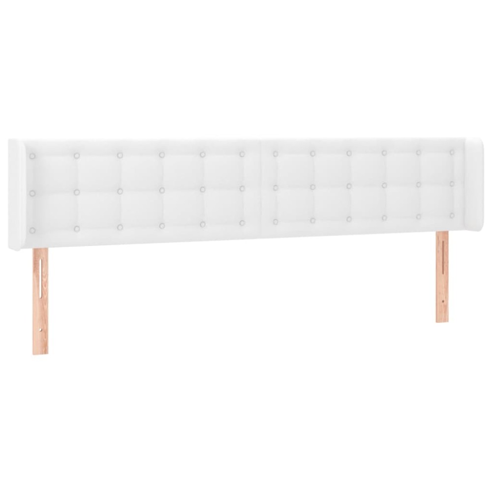 vidaXL Tăblie de pat cu aripioare alb 163x16x78/88 cm piele ecologică