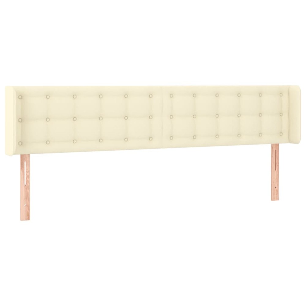 vidaXL Tăblie de pat cu aripioare crem 183x16x78/88 cm piele ecologică