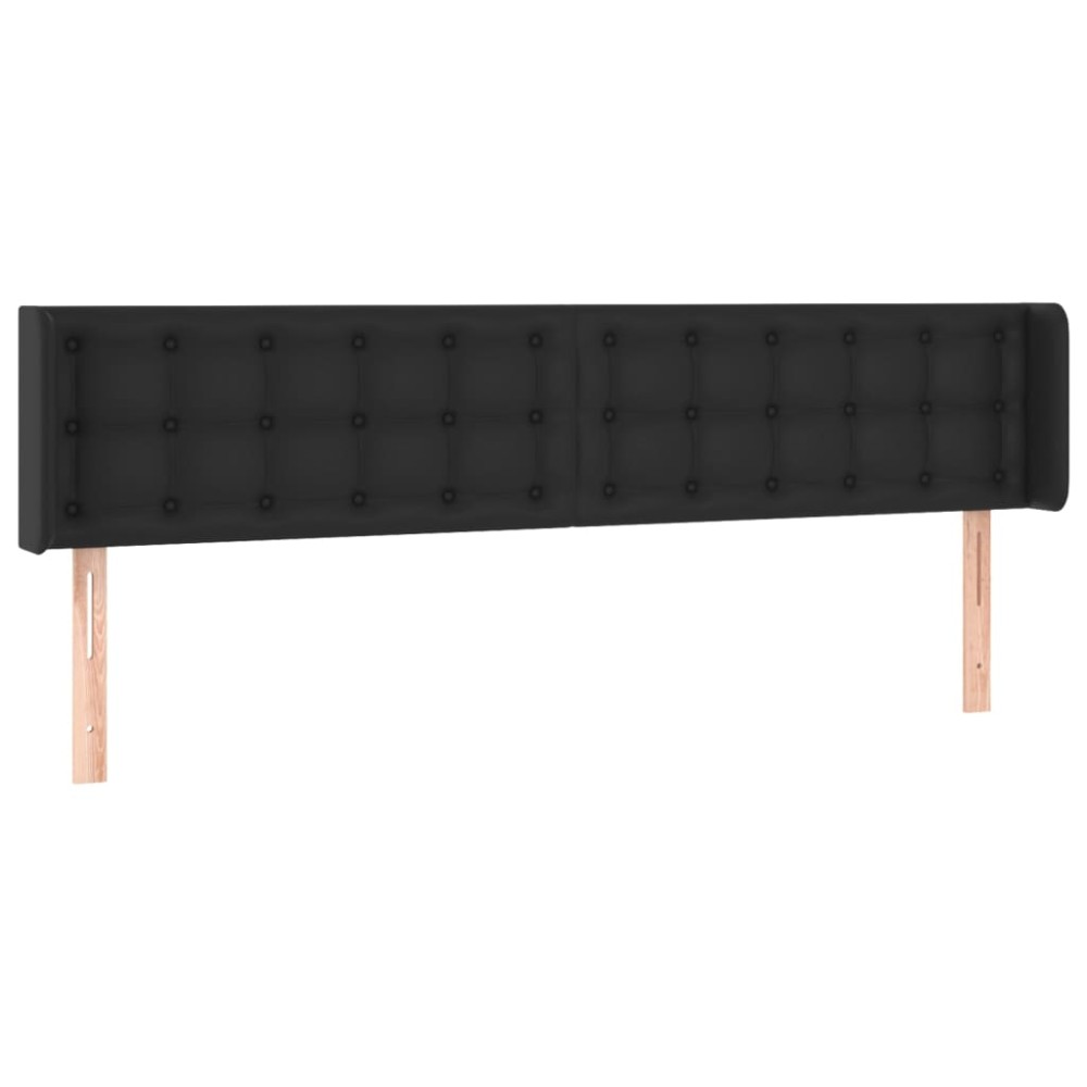 vidaXL Tăblie de pat cu aripioare negru 203x16x78/88cm piele ecologică