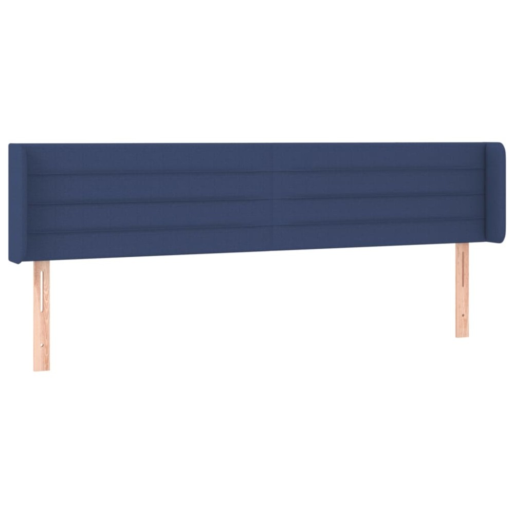 vidaXL Tăblie de pat cu aripioare albastru 163x16x78/88 cm textil