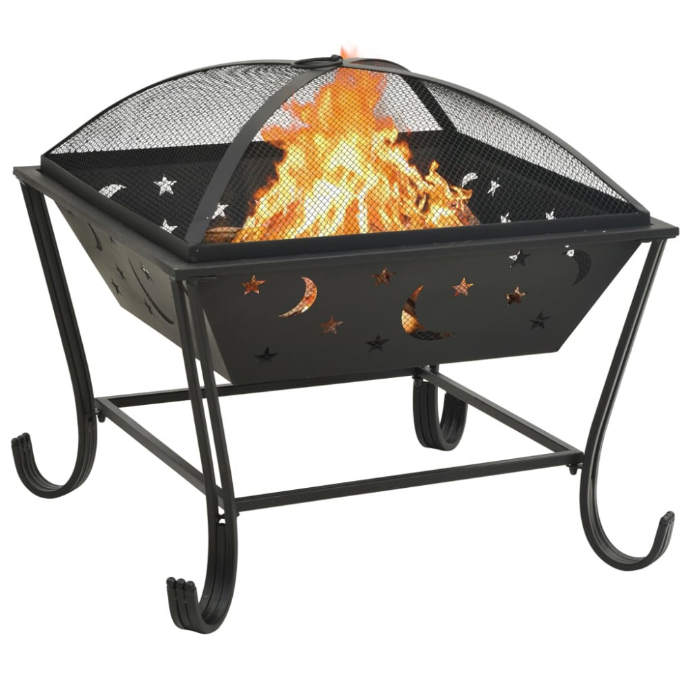 vidaXL Vatră de foc cu vătrai, 62 cm, oțel, XXL
