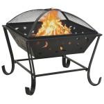 vidaXL Vatră de foc cu vătrai, 62 cm, oțel, XXL vidaXL Vatră de foc cu vătrai, 62 cm, oțel, XXL