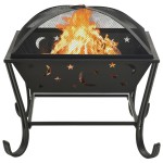 vidaXL Vatră de foc cu vătrai, 62 cm, oțel, XXL vidaXL Vatră de foc cu vătrai, 62 cm, oțel, XXL