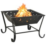 vidaXL Vatră de foc cu vătrai, 62 cm, oțel, XXL vidaXL Vatră de foc cu vătrai, 62 cm, oțel, XXL