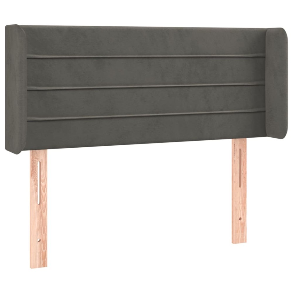 vidaXL Tăblie de pat cu aripioare gri închis 103x16x78/88 cm catifea