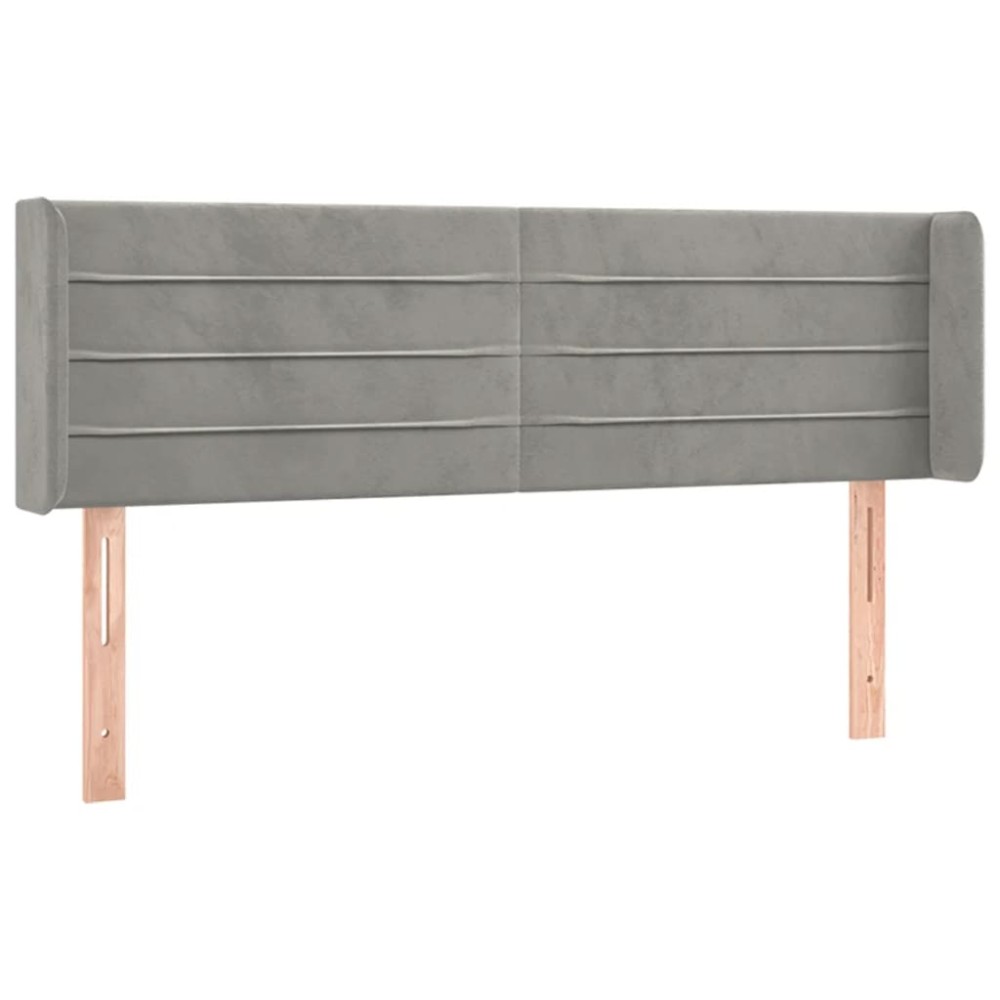 vidaXL Tăblie de pat cu aripioare gri deschis 147x16x78/88 cm catifea