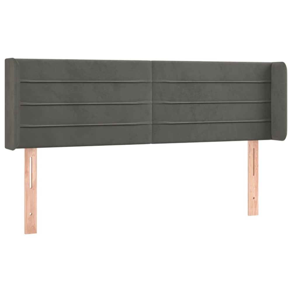 vidaXL Tăblie de pat cu aripioare gri închis 147x16x78/88 cm catifea