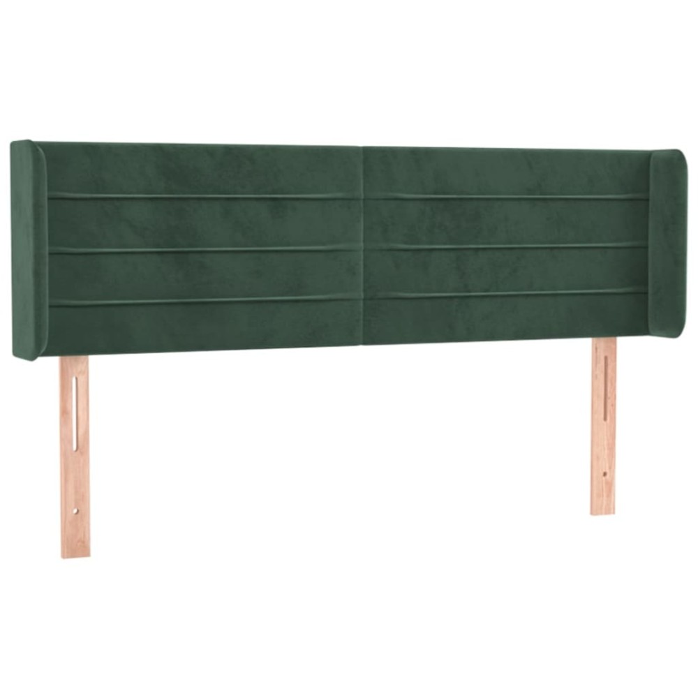 vidaXL Tăblie de pat cu aripioare verde închis 147x16x78/88 cm catifea