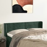vidaXL Tăblie de pat cu aripioare verde închis 147x16x78/88 cm catifea