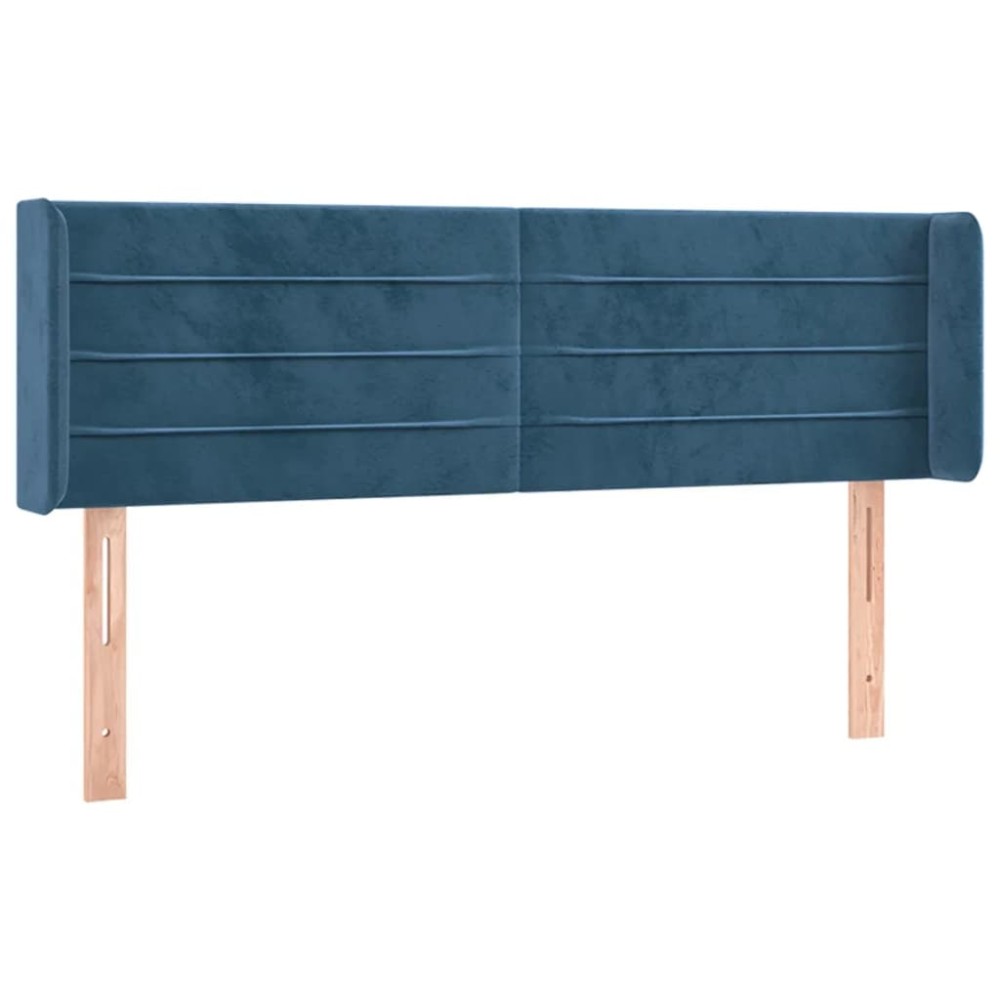 vidaXL Tăblie pat cu aripioare albastru închis 147x16x78/88 cm catifea