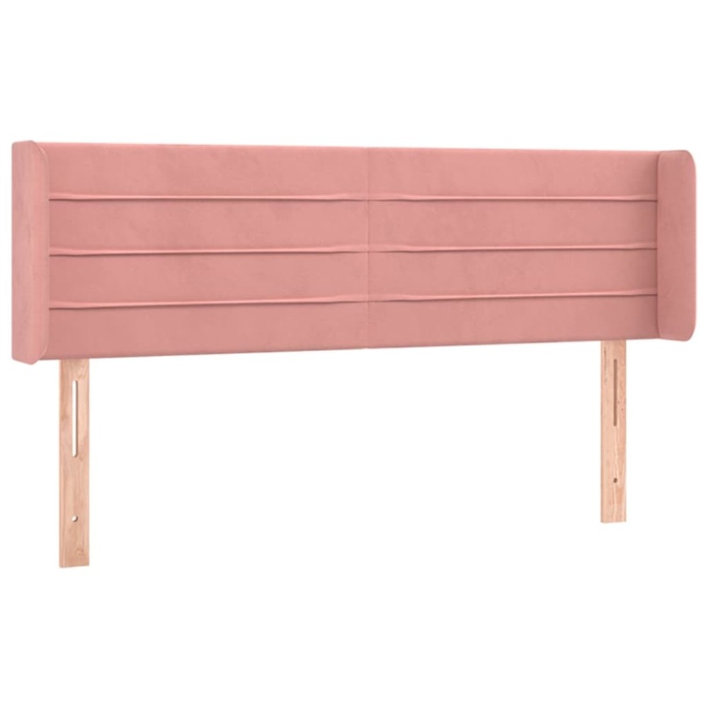 vidaXL Tăblie de pat cu aripioare roz 147x16x78/88 cm catifea