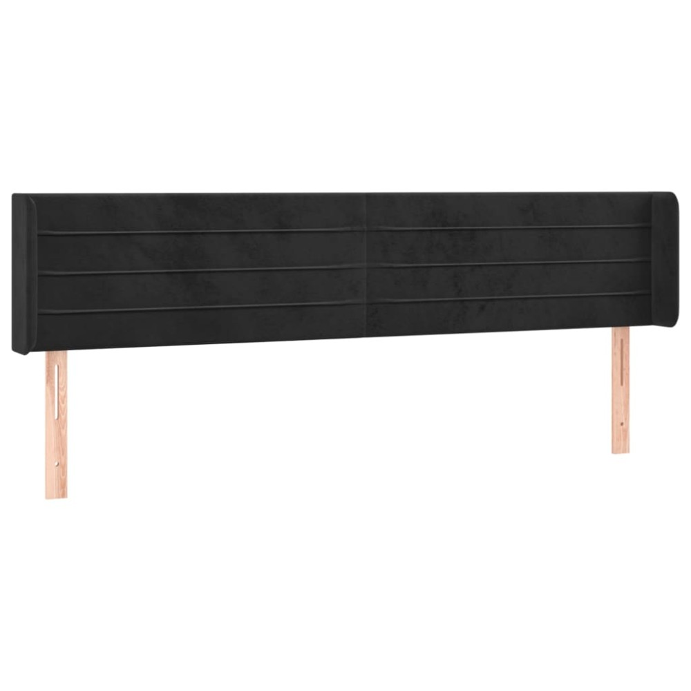 vidaXL Tăblie de pat cu aripioare negru 163x16x78/88 cm catifea