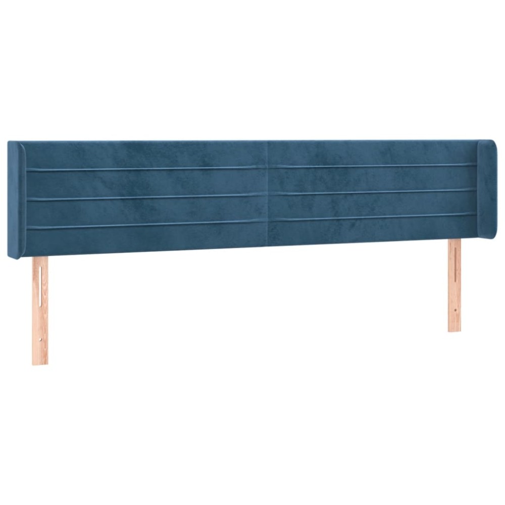 vidaXL Tăblie pat cu aripioare albastru închis 163x16x78/88 cm catifea