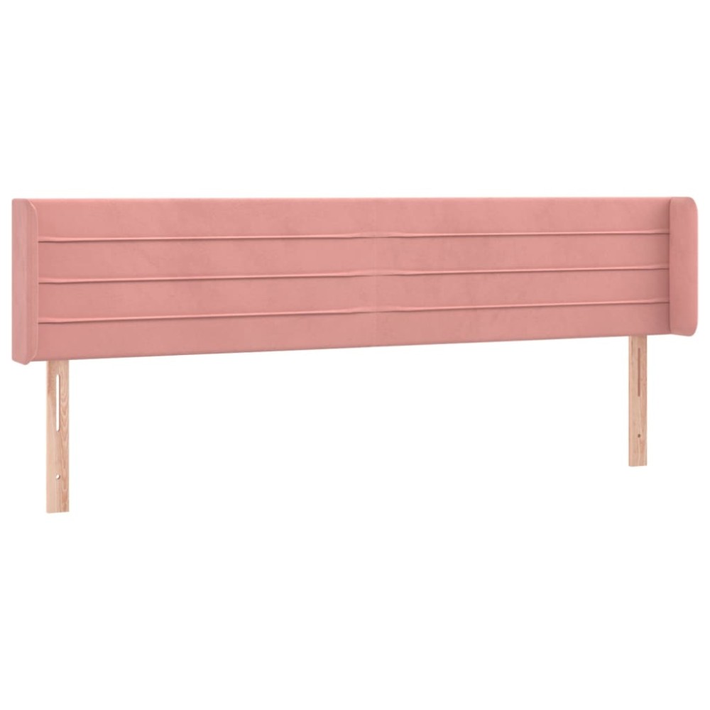vidaXL Tăblie de pat cu aripioare roz 163x16x78/88 cm catifea