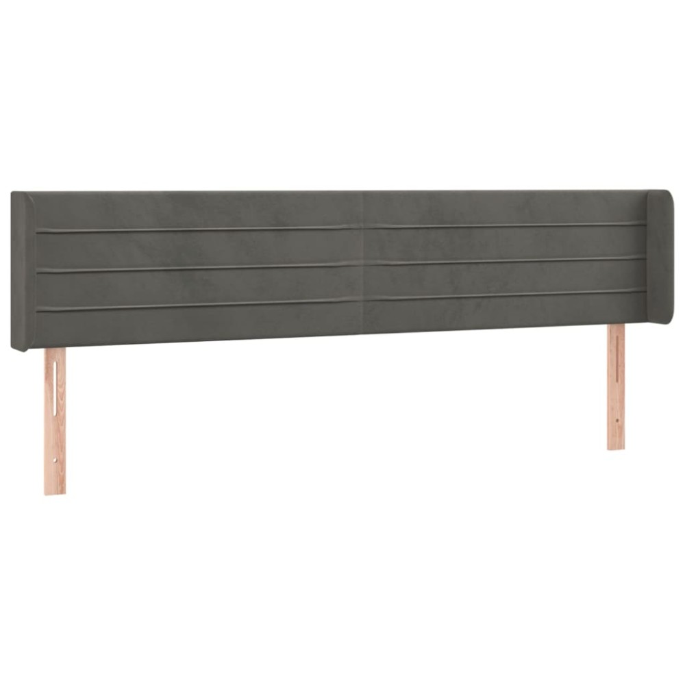 vidaXL Tăblie de pat cu aripioare gri închis 183x16x78/88 cm catifea