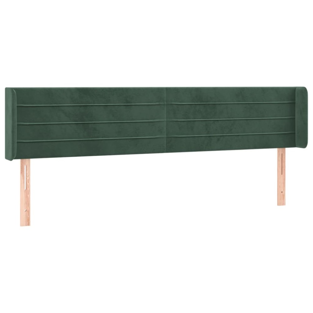 vidaXL Tăblie de pat cu aripioare verde închis 203x16x78/88 cm catifea