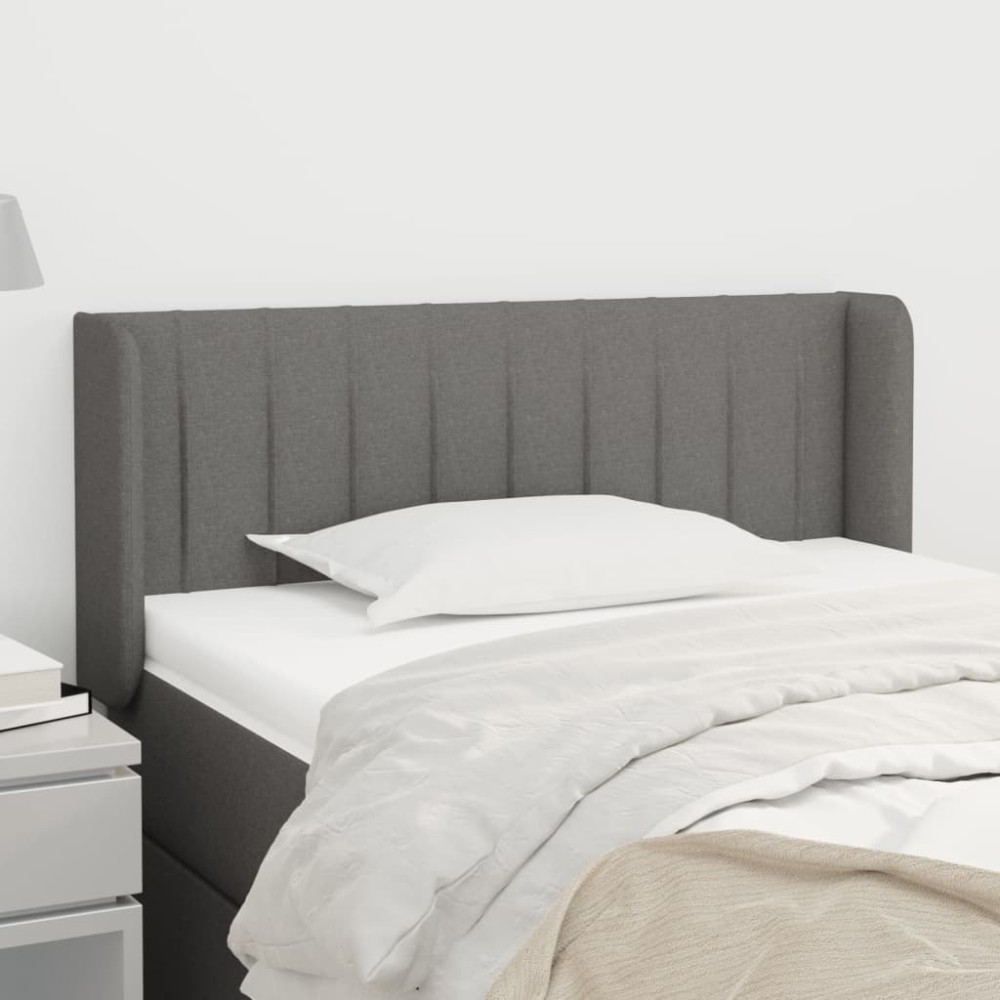 vidaXL Tăblie de pat cu aripioare gri închis 93x16x78/88 cm textil