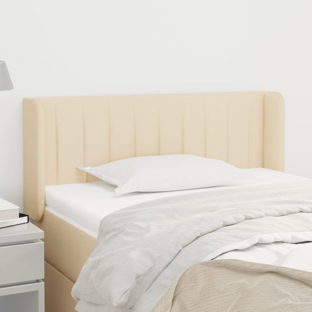 vidaXL Tăblie de pat cu aripioare crem 103x16x78/88 cm textil