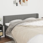 vidaXL Tăblie de pat cu aripioare gri închis 163x16x78/88 cm textil vidaXL Tăblie de pat cu aripioare gri închis 163x16x78/88 cm textil