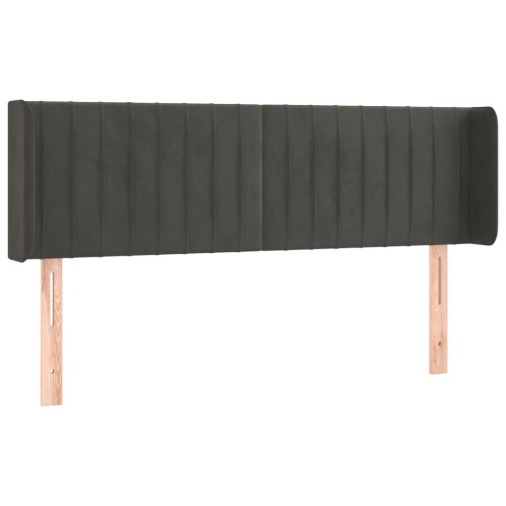 vidaXL Tăblie de pat cu aripioare gri închis 147x16x78/88 cm catifea